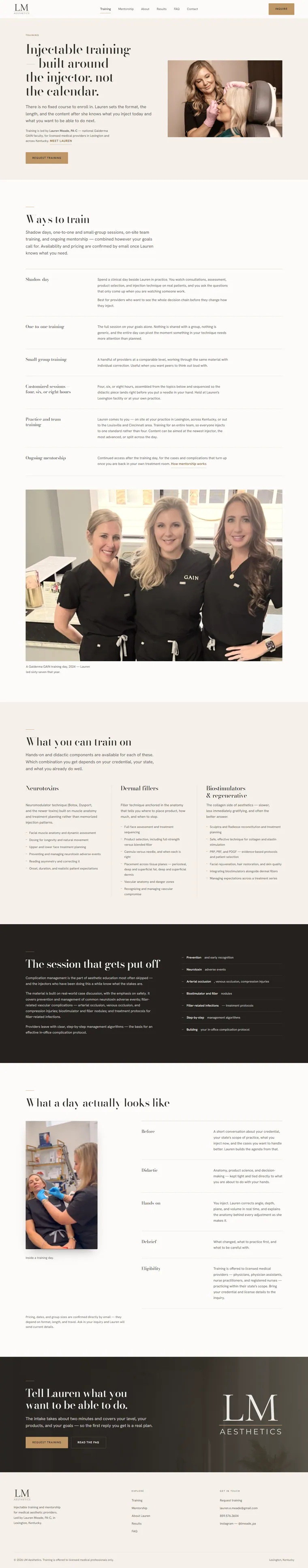 Training page