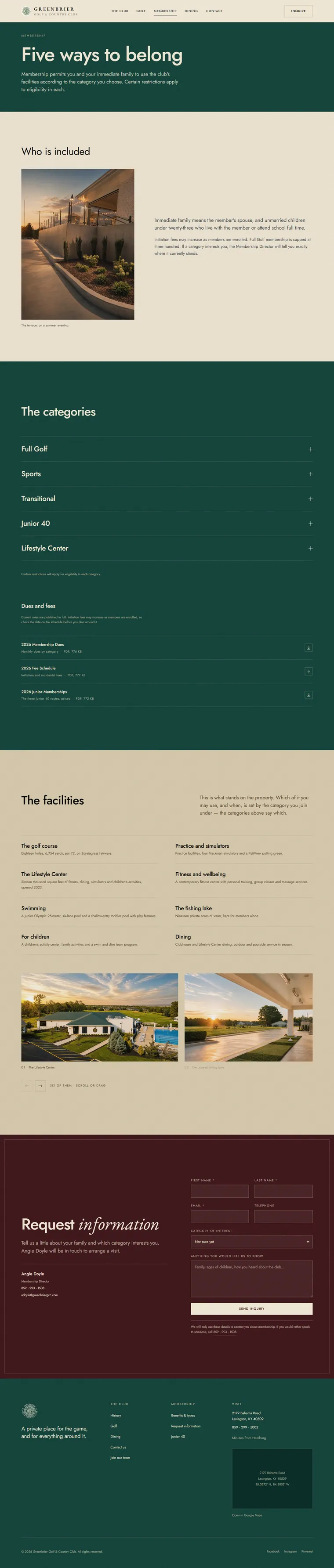 Membership page