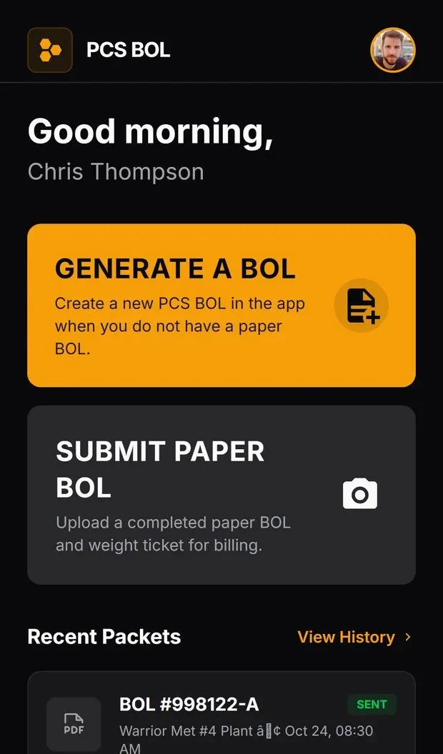Driver Logistics App on a phone
