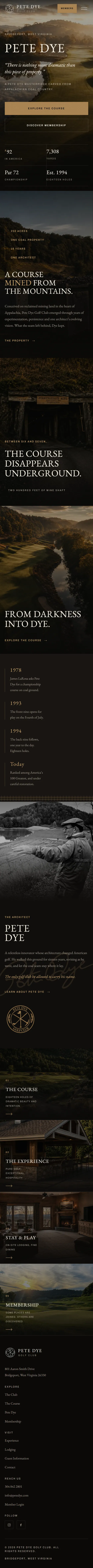 Championship Golf Club website on a phone
