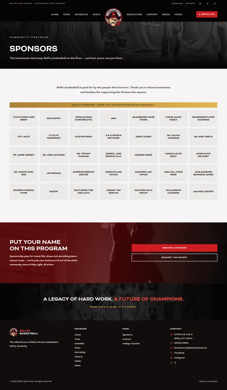 Sponsors page