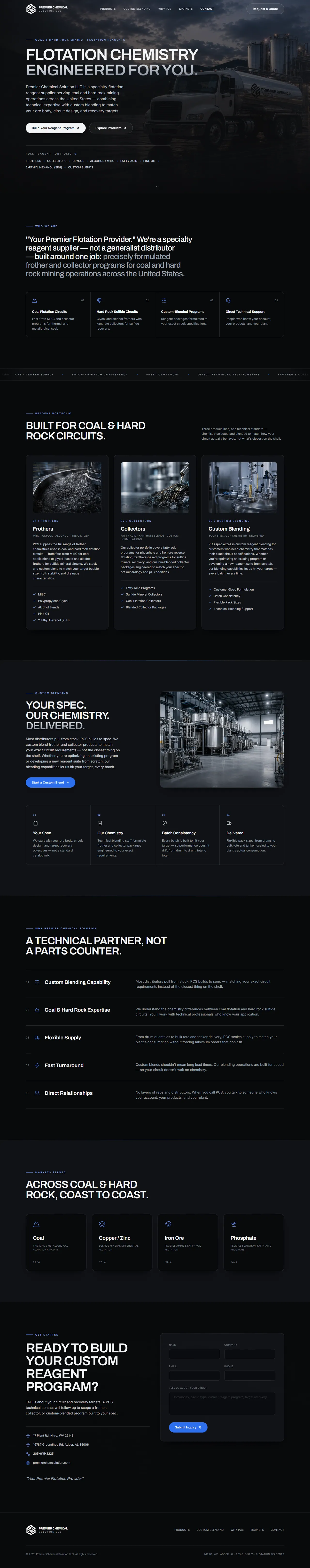 Mining Chemical Supply website, full page
